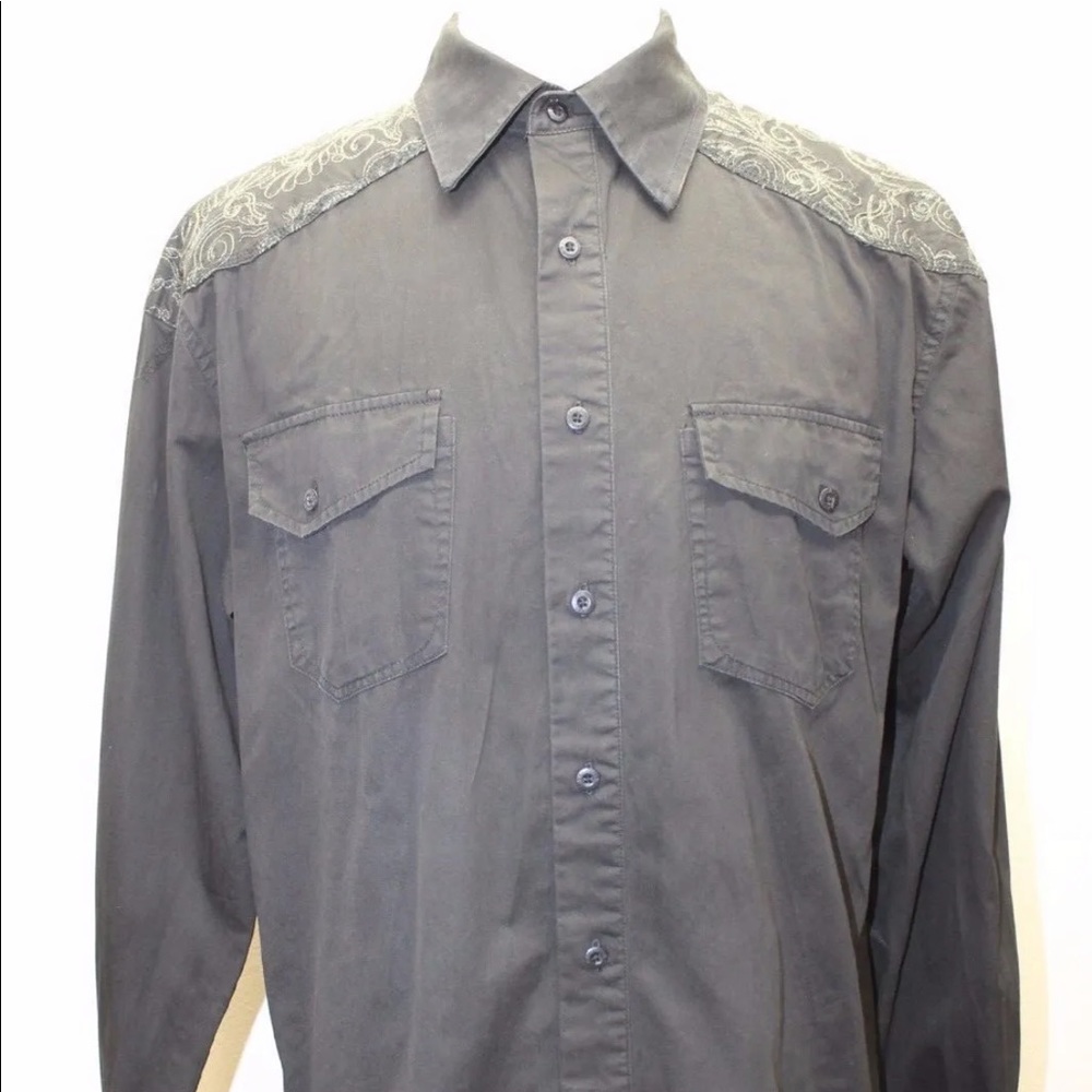Bauhaus 1919 Men Long Sleeve Embroidered Shirt Medium Cotton Polo Shirt